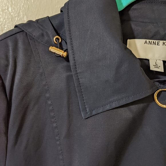 NWOT Anne Klein Large Navy Water Resistant Coat - Picture 4 of 6